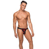 Kiss Me Stretch Mesh Micro Thong V - Black/Red