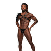 Aquarius PU Leather Chest Harness w/Half Sleeve Black O/S