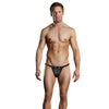 Male power rip off thong w/studs black