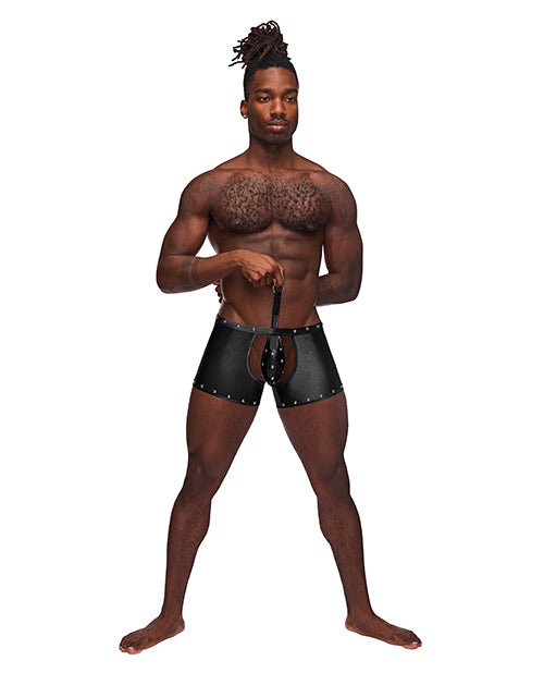 Fetish Poseidon Nylon Spandex Tear Off Cup Thong Short Black L/LX