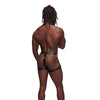 Leather Scorpio Adjustable Waist & Leg Band Thong Black O/S