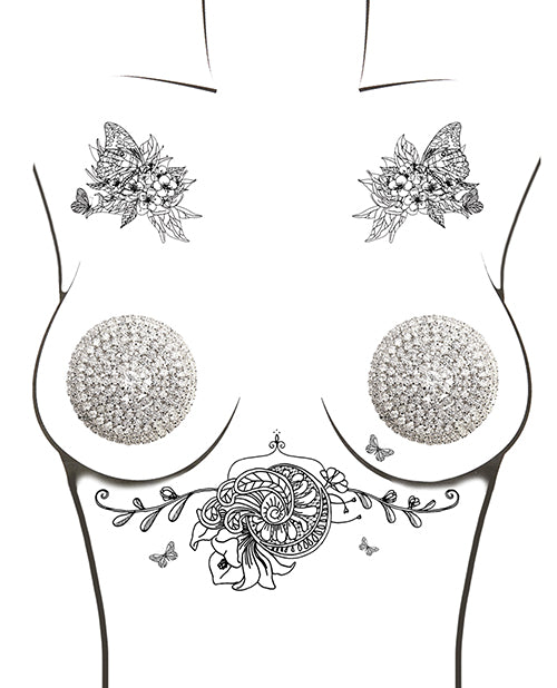 Neva Nude Burlesque Big O Crystal Jewel Reusable Silicone Nipztix - Silver O/S