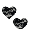 Neva Nude Lace Heart Pasties - Black O/S