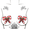 Neva Nude Sequin Candy Cane Pasties - Red/White O/S
