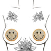 Neva Nude Burlesque Smile Face Jewel Reusable Silicone Nipztix - Gold O/S