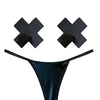 Neva Nude Naughty Knix Dom Squad Wet Vinyl G-String & Pasties - Black O/S