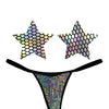 Neva Nude Naughty Knix Mirrored Mayhem Holographic G-String & Pasties - Black O/S