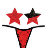 Neva Nude Naughty Knix Sookie Flip Sequin G-String & Pasties - Red/Black O/S