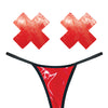 Neva Nude Naughty Knix Vixen Wet Vinyl G-String & Pasties - Red O/S