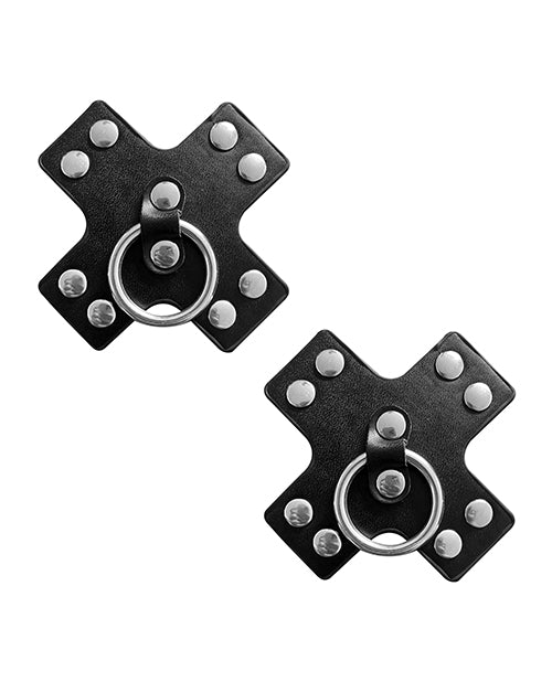 Neva Nude Burlesque Pierced N' Punked Leather Metal X Silicone Reusable Nipztix - Black O/S