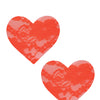 Neva Nude Black Light Lace Heart Pasties - Orange O/S