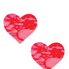 Neva Nude Lace Heart Pasties - Red O/S