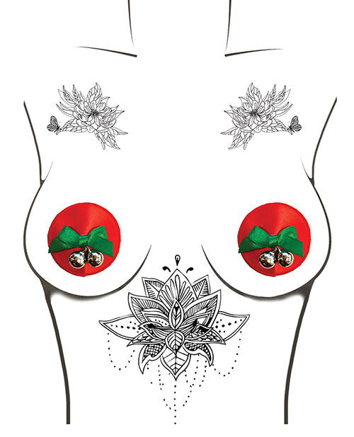 Neva Nude Burlesque Jingle Deez Bells Reusable Silicone Nipztix - Red O/S