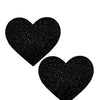 Neva Nude Black Malice Queen Status Glitter Heart Pasties - Black QN