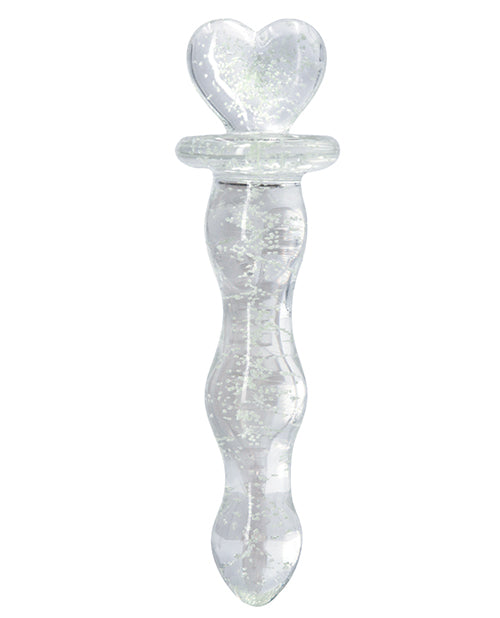 Firefly Heart a Glow Glass Dildo - Clear
