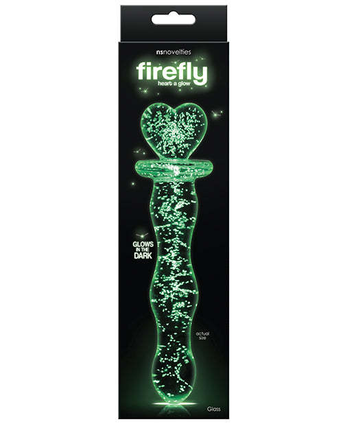 Firefly Heart a Glow Glass Dildo - Clear
