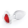 Crystal Desires Glass Heart Gem Butt Plug Small - Red