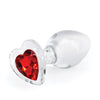 Crystal Desires Glass Heart Gem Butt Plug Medium - Red
