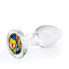 Crystal Desires Glass Round Gem Butt Plug Small - Rainbow