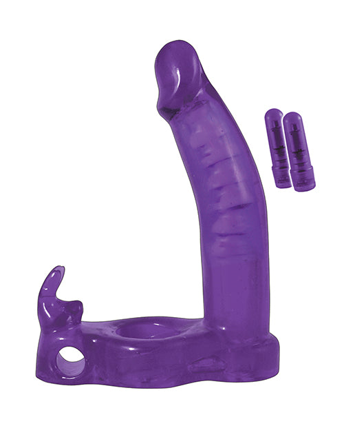 Double Penetrator Rabbit Cockring - Purple