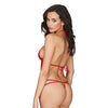 Crotchless Lace Teddy w/Rhinestone Detail Red O/S