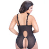 Lace Open Cup & Crotchless Teddy Black QN