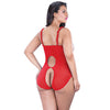 Lace Open Cup & Crotchless Teddy Red QN
