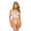 Zoe Peek A Boo Soft Cup Lace Teddy w/G-String Back Lavendula S/M