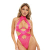 Lucky Open Cup Wide Elastic & Lace Teddy Pink Yarrow S/M