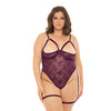 Elayne Open Shelf Cup Teddy w/Garter Stays Patent Purple 1X/2X