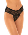 Helena Stretch Lace Open Back Crotchless Panty Black S/M