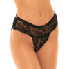 Helena Stretch Lace Open Back Crotchless Panty Black S/M