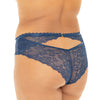Helena Stretch Lace Open Back Crotchless Panty Estate Blue 1X/2X