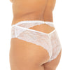Helena Stretch Lace Open Back Crotchless Panty White 3X/4X