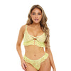 Noell Underwire Lace & Ruffle Bra w/G-String Daiquiri Green L/XL