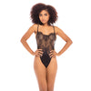 Elishia Satin Robe w/Wide Eyelash Sleeves & Lace Teddy - Black