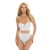 Chloe Strapless Eyelash Lace Underwire Bustier & Panty White SM