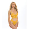 Felice Eyelash Botanical Lace Longline Underwire Bra & Panty Gold Fusion LG