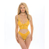 Felice Eyelash Botanical Lace Longline Underwire Bra & Panty Gold Fusion XL