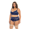 Adrienne Underwire Bra, High Waist Garterbelt & G-String Estate Blue 1X