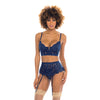 Adrienne Underwire Bra, High Waist Garterbelt & G-String Estate Blue LG