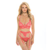 Aura Scallop Lace Longline Bra, Garterbelt & Panty Georgia Peach S/M