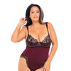 Fall Nicole Satin & Lace Teddy Zinfandel/Black 1X