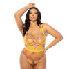 Elisabeth Unlined Underwire Embroidered Teddy - Yellow 1X