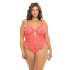 Aura Scallop Lace Teddy Georgia Peach 1X/2X