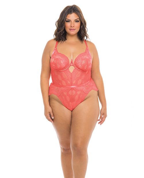 Aura Scallop Lace Teddy Georgia Peach 3X/4X