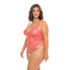 Aura Scallop Lace Teddy Georgia Peach 3X/4X