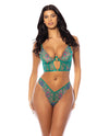 Evelyn Unlined Underwire Embroidered Bustier w/ Panty - Green SM