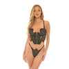 Kinsley Rigid Eyelash Lace & Mesh Padded Cup Bustier & Panty Black LG