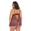Eve Lace & Pin dot Mesh Babydoll w/G-String Italian Plum 1X